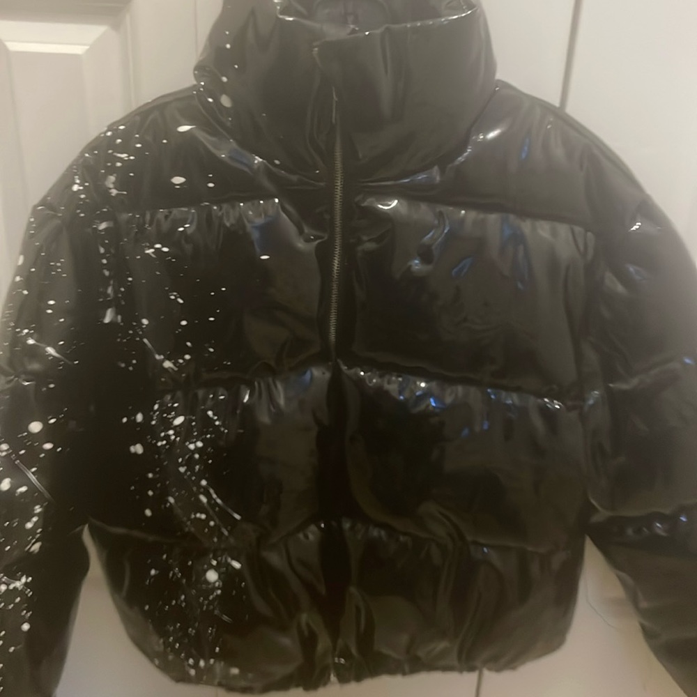 Vinyl puffer coat